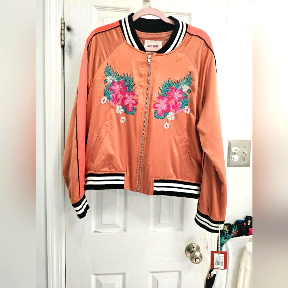 NWT MOSSIMO SILKY EMBROIDERED JACKET 100S ci5i